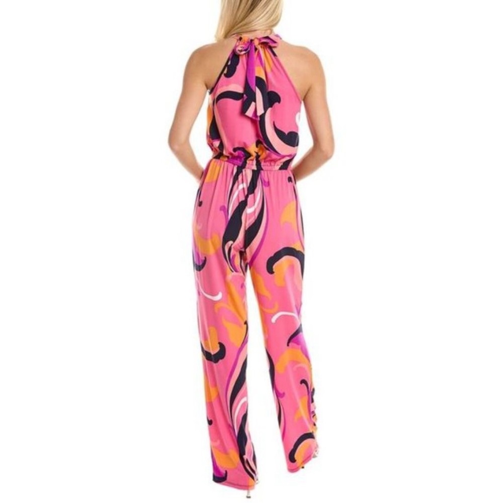 Trina by Trina Turk Tropical Print Halter Juju Jumpsuit vacation artsy resort - Picture 6 of 10